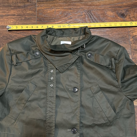 NWOT ZARA Waxed Cropped Trench Coat Dark Green Dark Khaki- Size XXL - Picture 9 of 12
